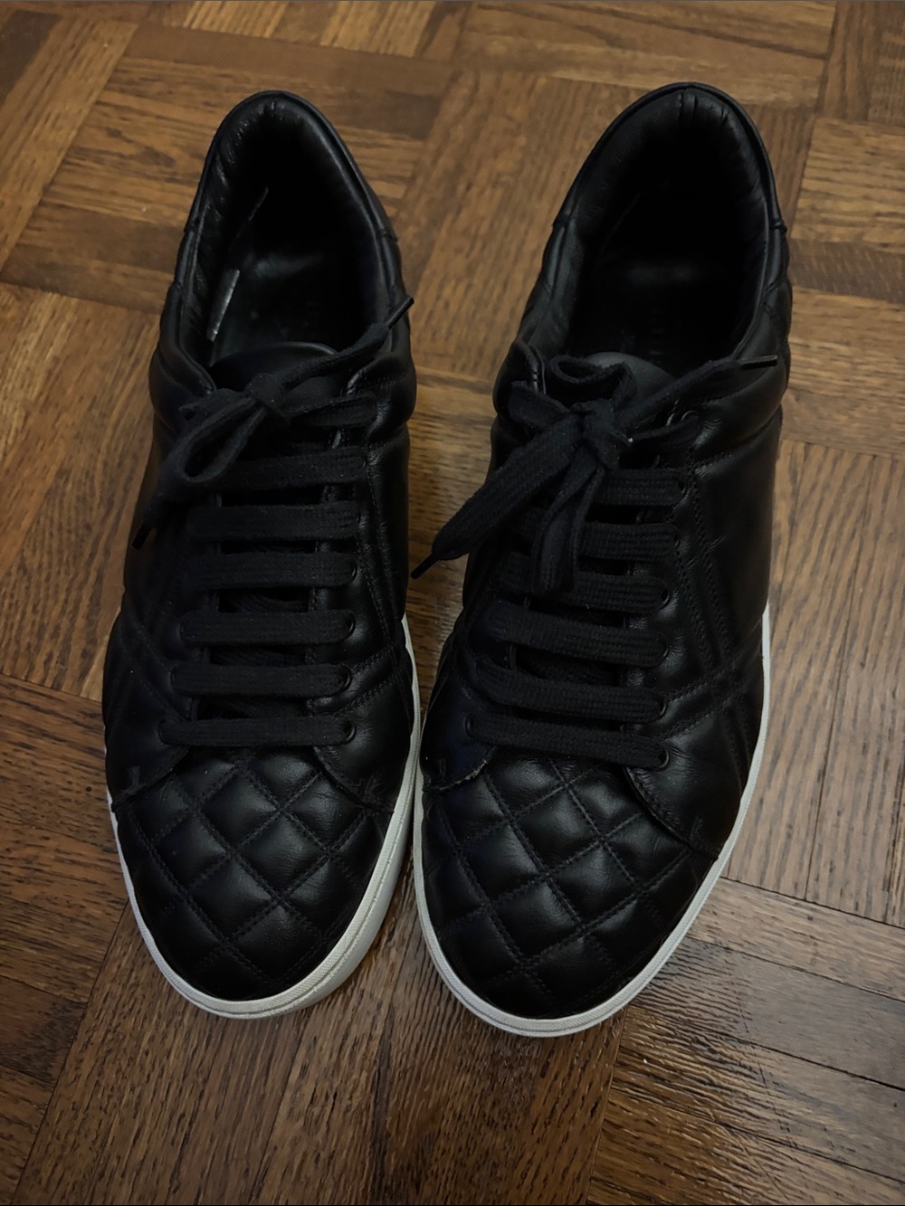 Burberry Black Quilted Leather Women's Sneakers with White Sole